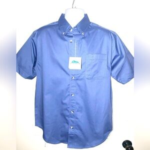 Tri- Mountain Blue Oxford Button down short sleeve shirt Men’s Large new
